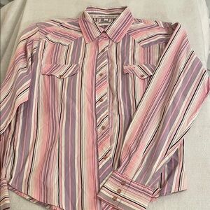 Cropped Pink Striped Button-Down Shirt - Women's